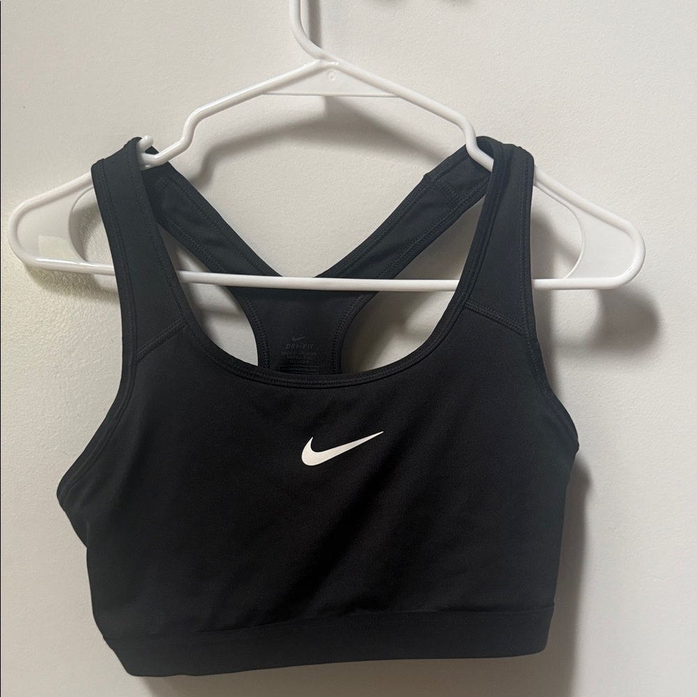 Nike Women's Black Sports Bra with White Logo